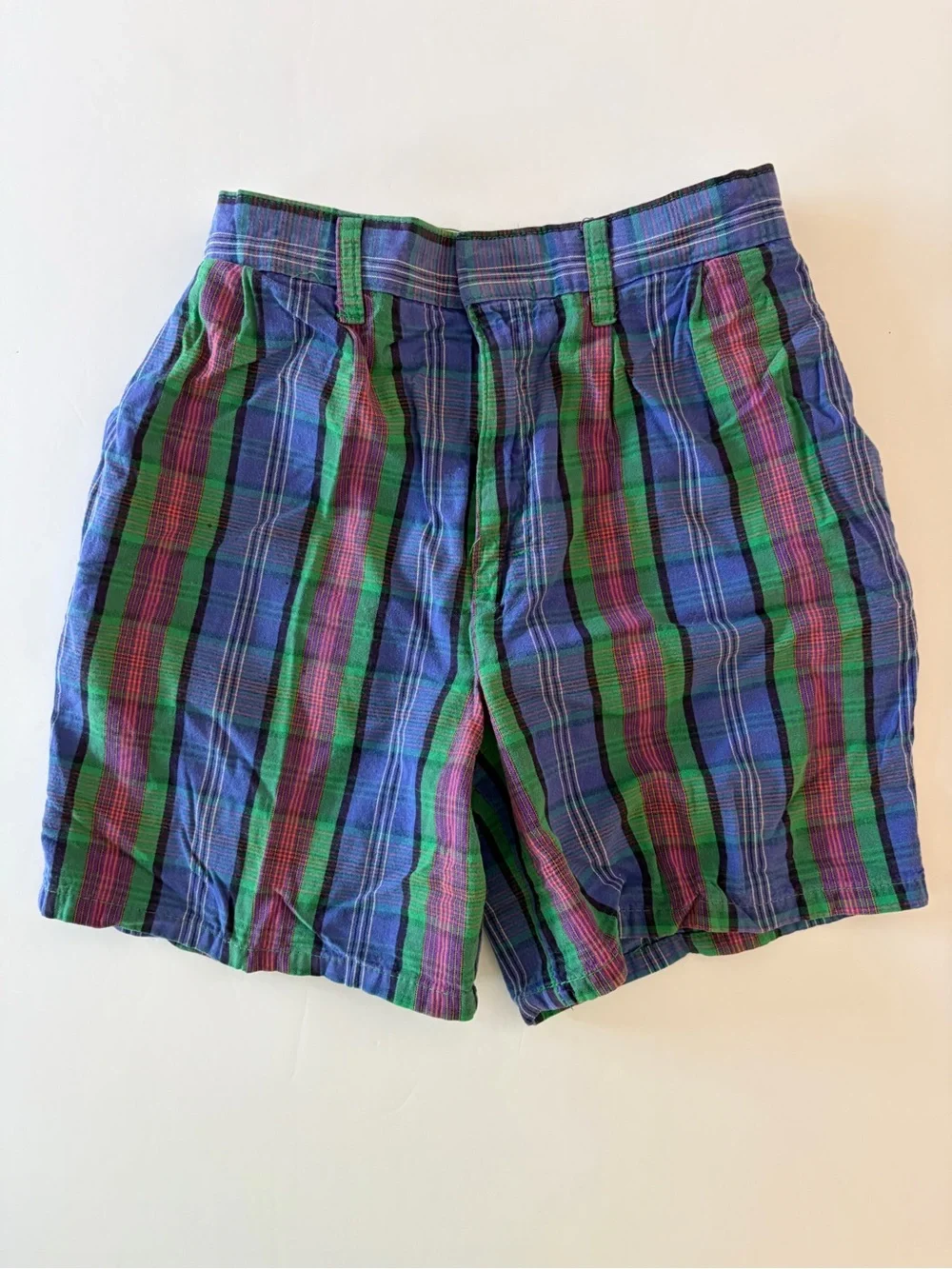 Palmettos Loafers Vintage Vibrant Plaid Shorts Kids Size 12 Classic Preppy